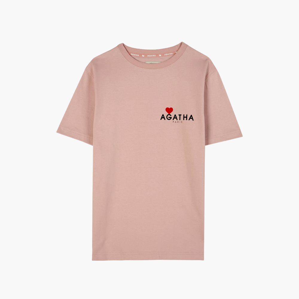 [여성] 50주년 하트자수 아가타로고 반팔 티셔츠